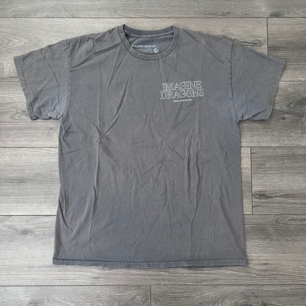 Imagine Dragons Mercury World Tour 2022 T-Shirt Mens Large Grey Concert Graphic